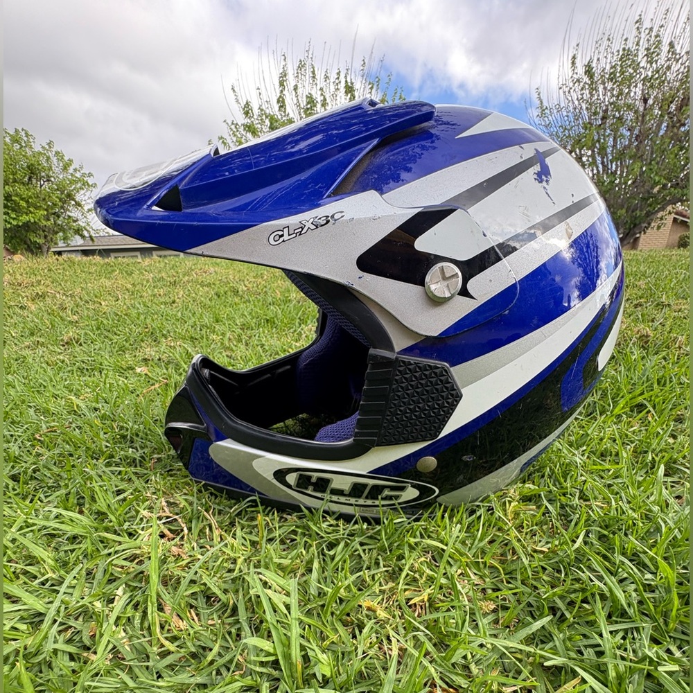 HJC Kids Blue and White Full-Face Helmet